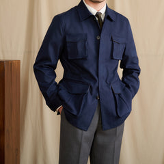 Suede Lapel Slim-fit Waist Safari Jacket