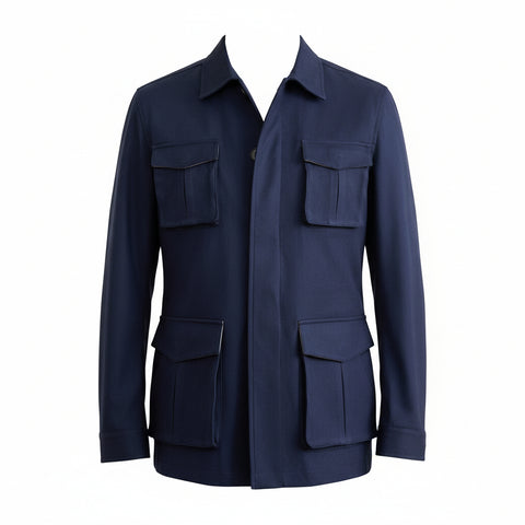 Suede Lapel Slim-fit Waist Safari Jacket