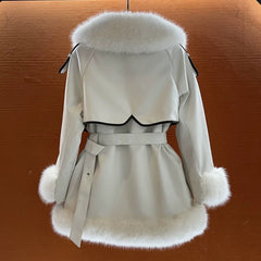 Elegant Big Fur Collar Fur Coat For Women