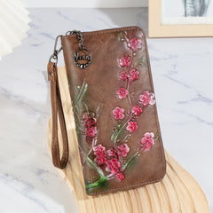 Embossed Hand-painted Style Zipper Wallet