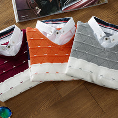 Men's Knitted Sweater Fake Two-piece Shirt Collar Sweater Men