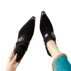 Retro-style Metallic Square-toe Boots