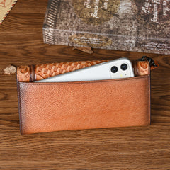 Embossed  Top Layer Long Cowhide Fashion Wallet