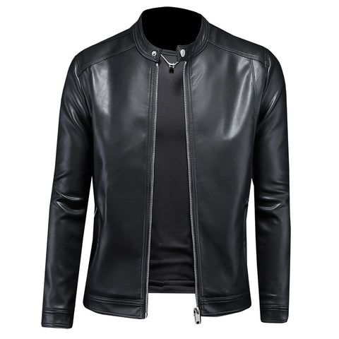 Fall Winter Men Leather Coat Slim Jacket