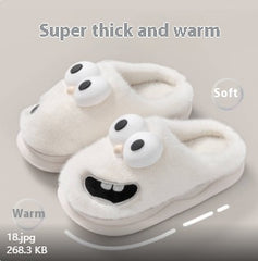 Warm Indoor Cartoon Big Eye Dog Cotton Slippers